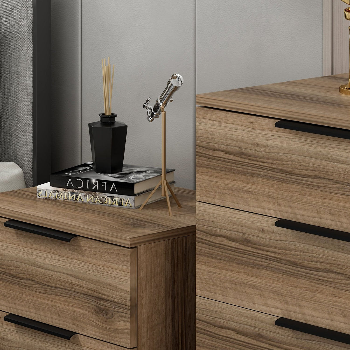 Chests of drawers - Chest of drawers Kala Plus Walnut Melamine 73x77x42 cm - Dimehouse