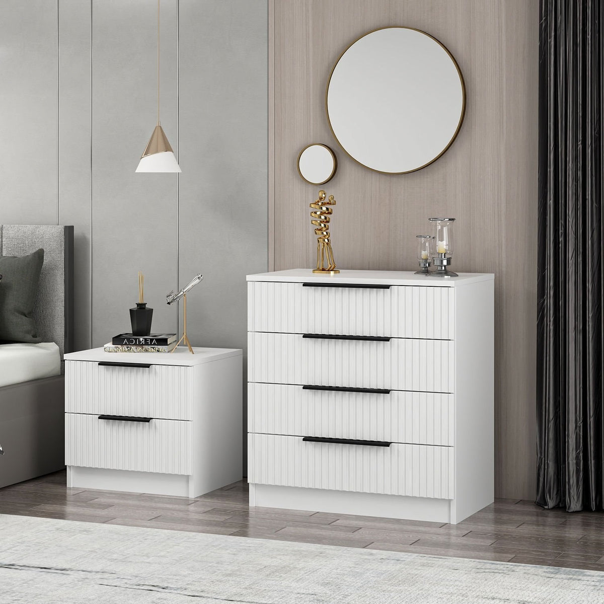 Chests of drawers - Chest of drawers Bare White Melamine 72x77x42 cm - Dimehouse