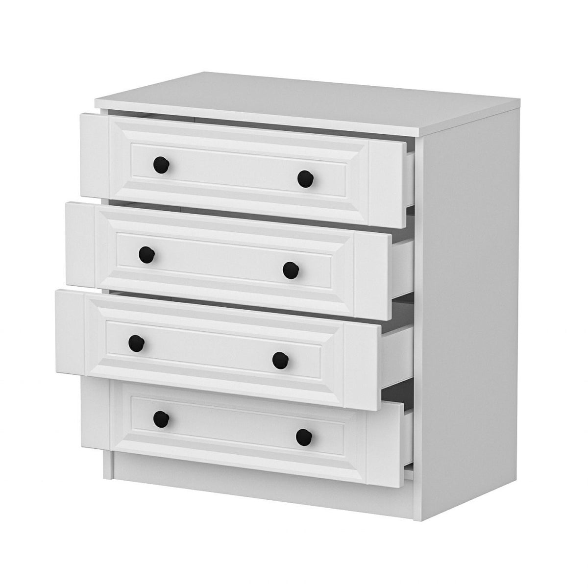 Chests of drawers - Chest of drawers Bare White with Knobs Melamine 72x77x42 cm - Dimehouse