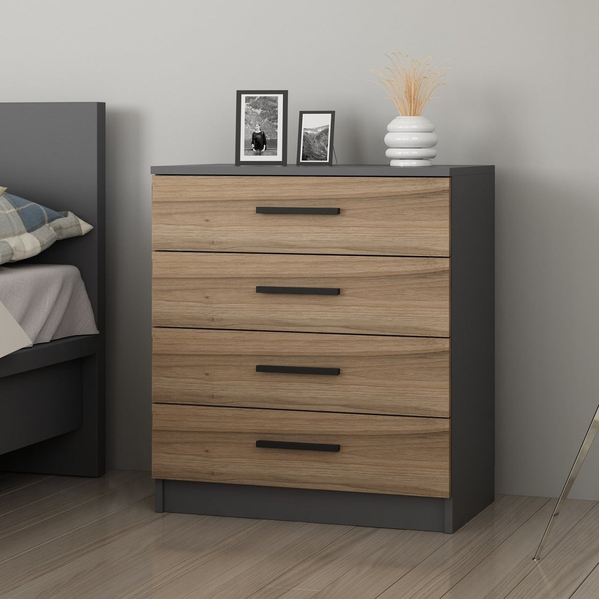 Chests of drawers - Chest of drawers Bare Walnut Melamine 70x42x79 cm - Dimehouse