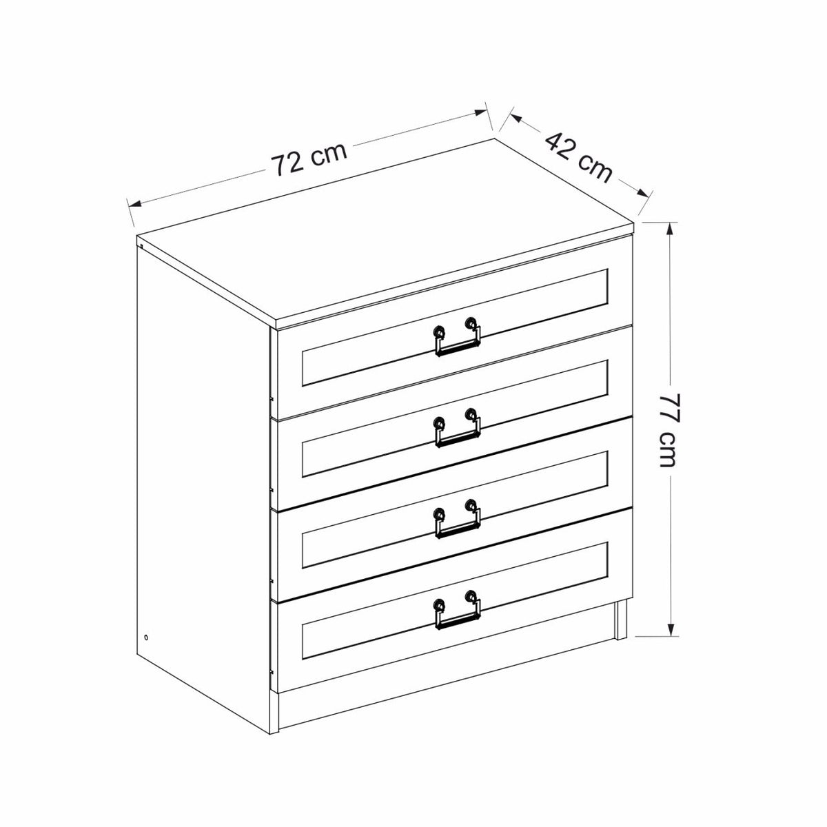 Chests of drawers - Chest of drawers Bare White Melamine 72x42x77 cm - Dimehouse