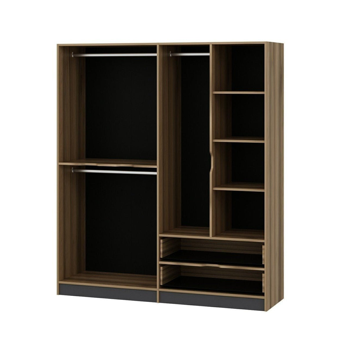 Wardrobes - Wardrobe Elina Anthracite Gold Melamine 185x208x52 cm - Dimehouse