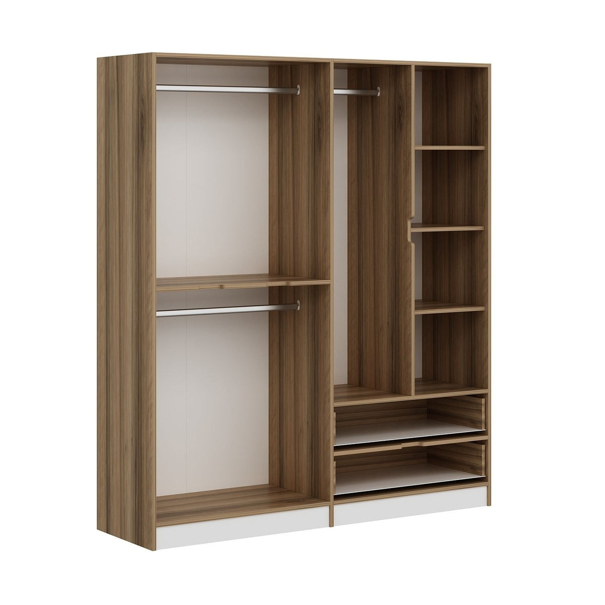 Wardrobes - Wardrobe Elina White Gold Melamine 185x208x52 cm - Dimehouse
