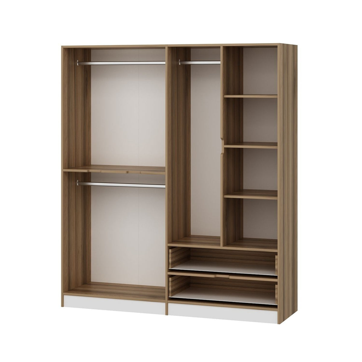 Wardrobes - Wardrobe Elina White Gold Melamine 185x208x52 cm - Dimehouse
