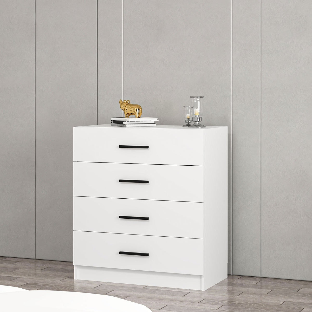 Chests of drawers - Chest of drawers Bare TV White Melamine 90x100x47 cm - Dimehouse