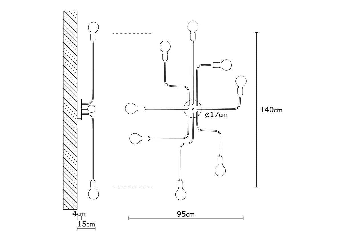 Hanging lamps - Hanging lamp 8 - lights L Black Metal Striker - Dimehouse