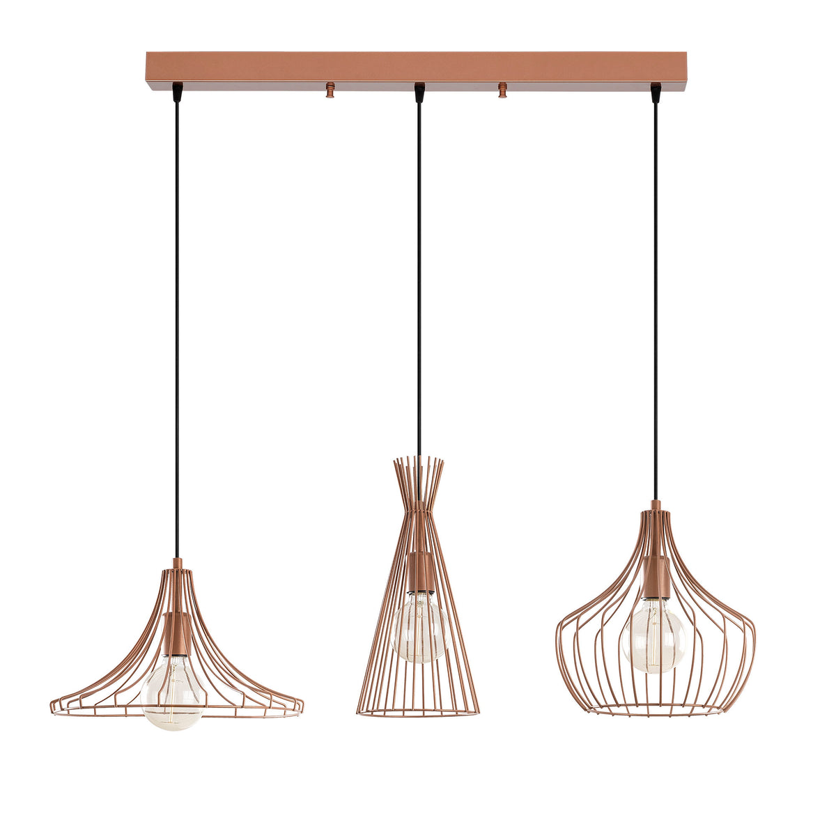 Hanging lamps - Hanging lamp 3 - lights Copper-colored Metal Evermere - Dimehouse