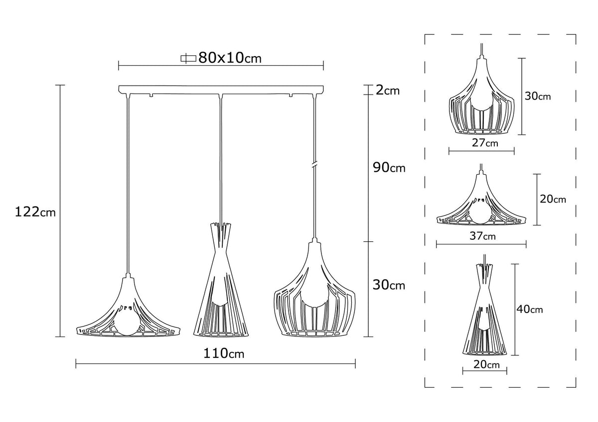 Hanging lamps - Hanging lamp 3 - lights Copper-colored Metal Evermere - Dimehouse