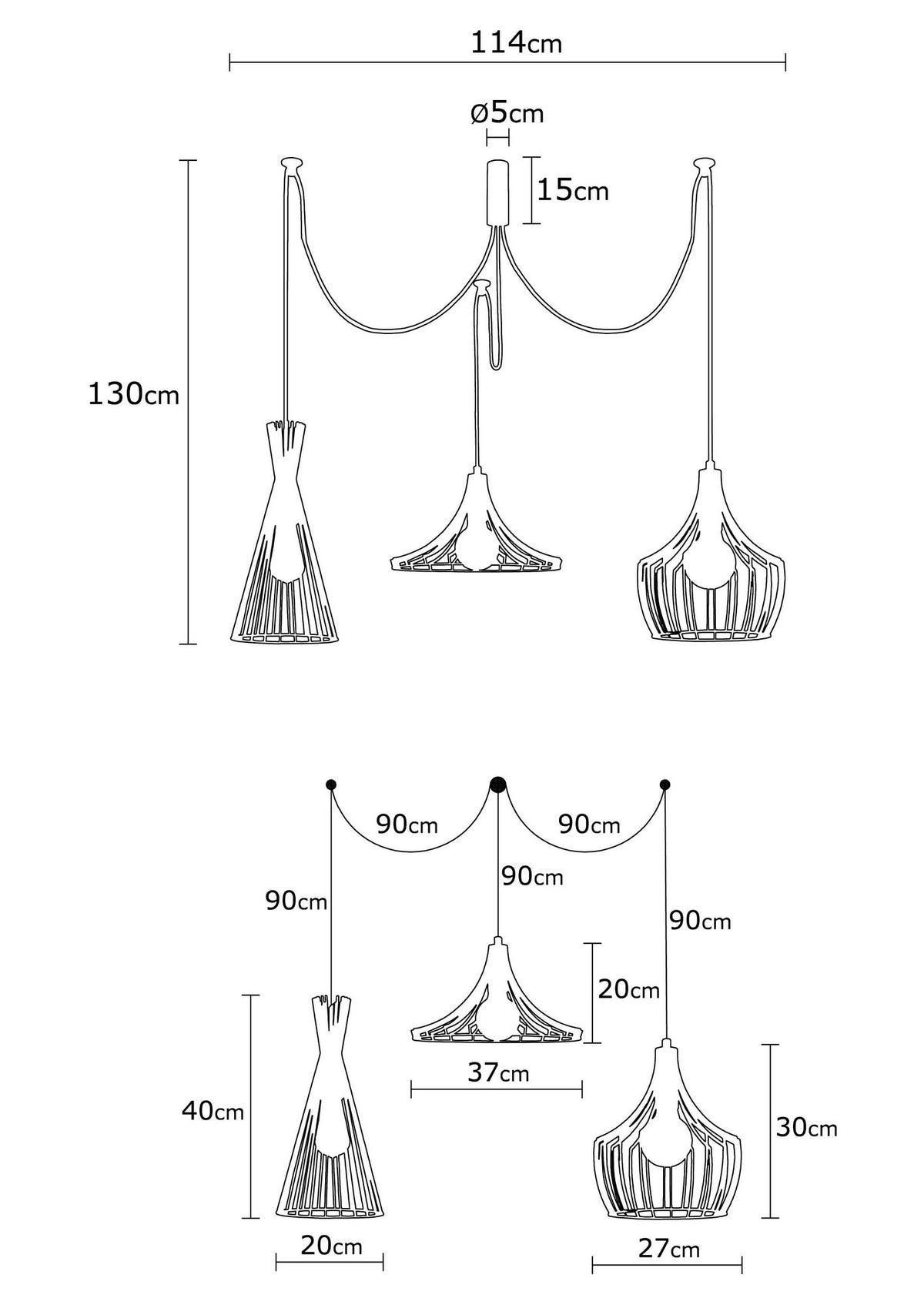 Hanging lamps - Hanging lamp Copper-colored 3 - lights Metal Evermere - Dimehouse