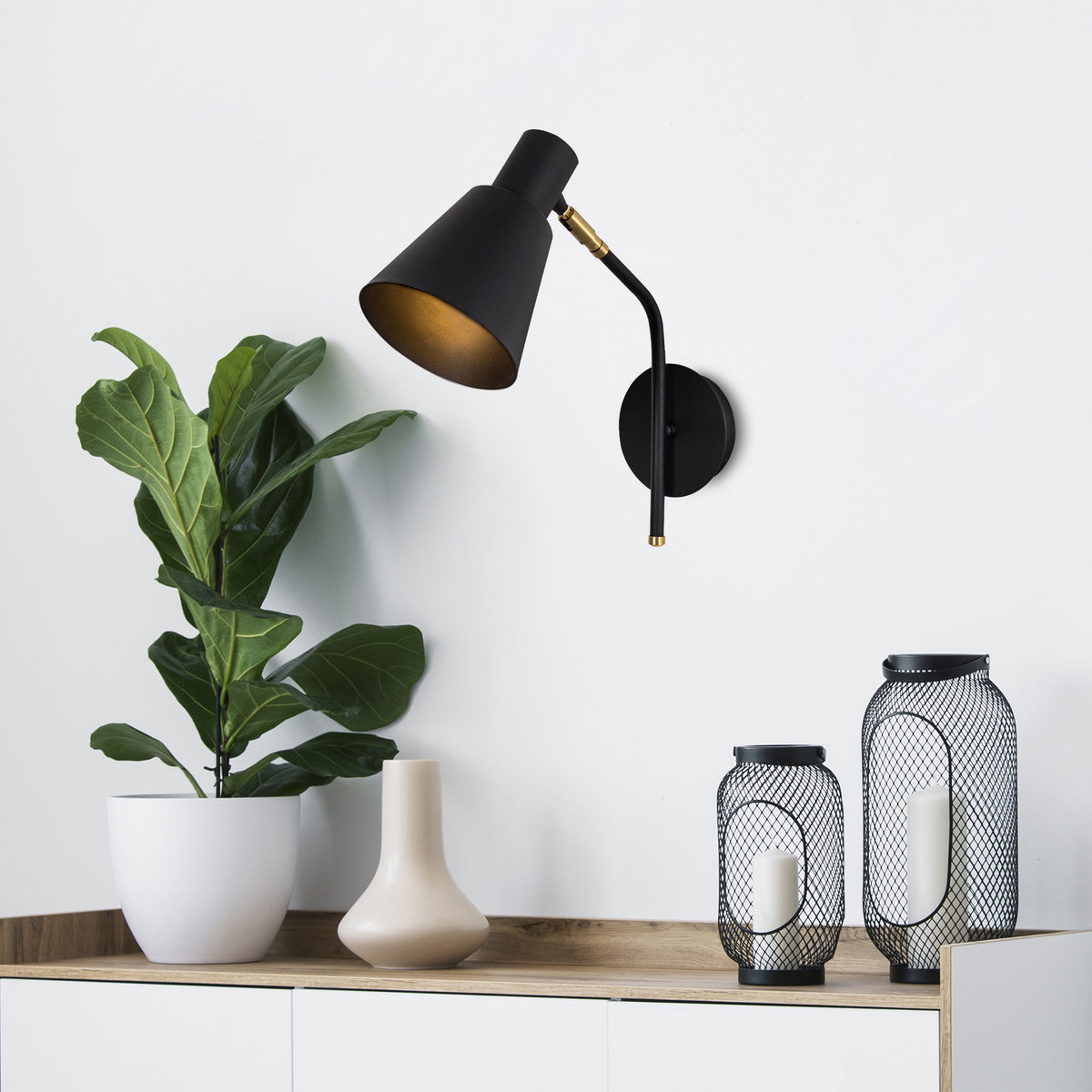 Wall lamps - Wall lamp Black Gold Metal Crimson - Dimehouse