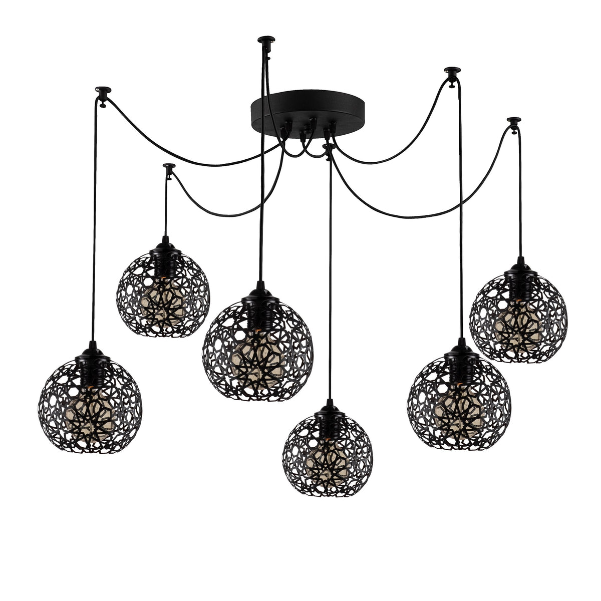 Hanging lamps - Hanging lamp 6 - lights Black Metal Quartz - Dimehouse