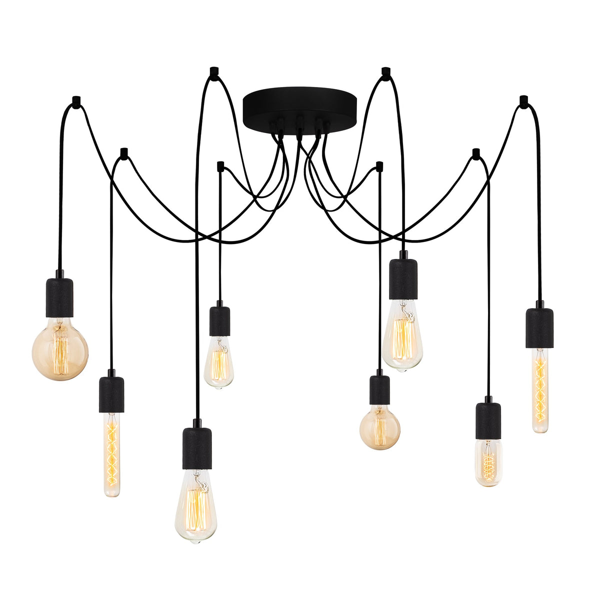 Hanging lamps - Hanging lamp 8 - lights Black Metal Maris - Dimehouse