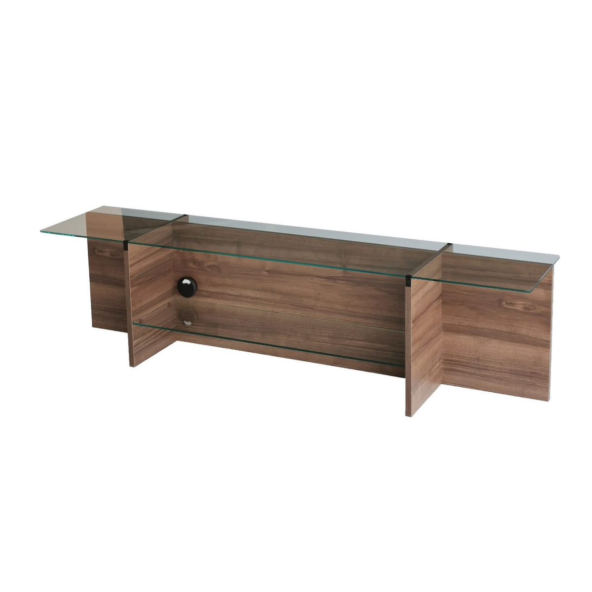 TV Furniture - TV Furniture Escape TV Walnut Glass 158x40x35 cm - Dimehouse