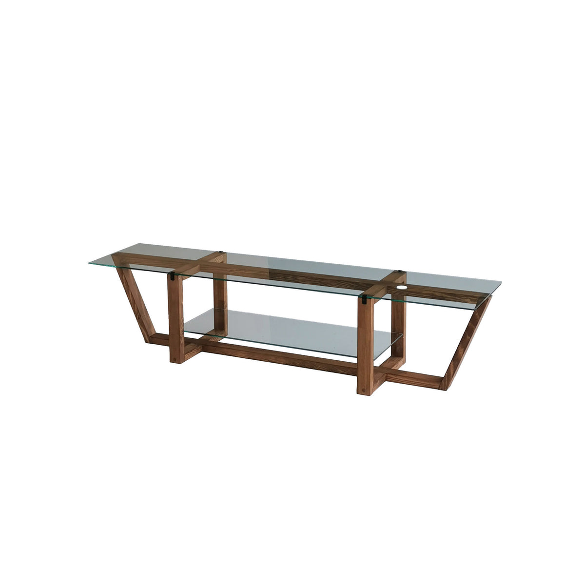 TV Furniture - TV Furniture Amaufi Walnut Glass 158x35x35 cm - Dimehouse