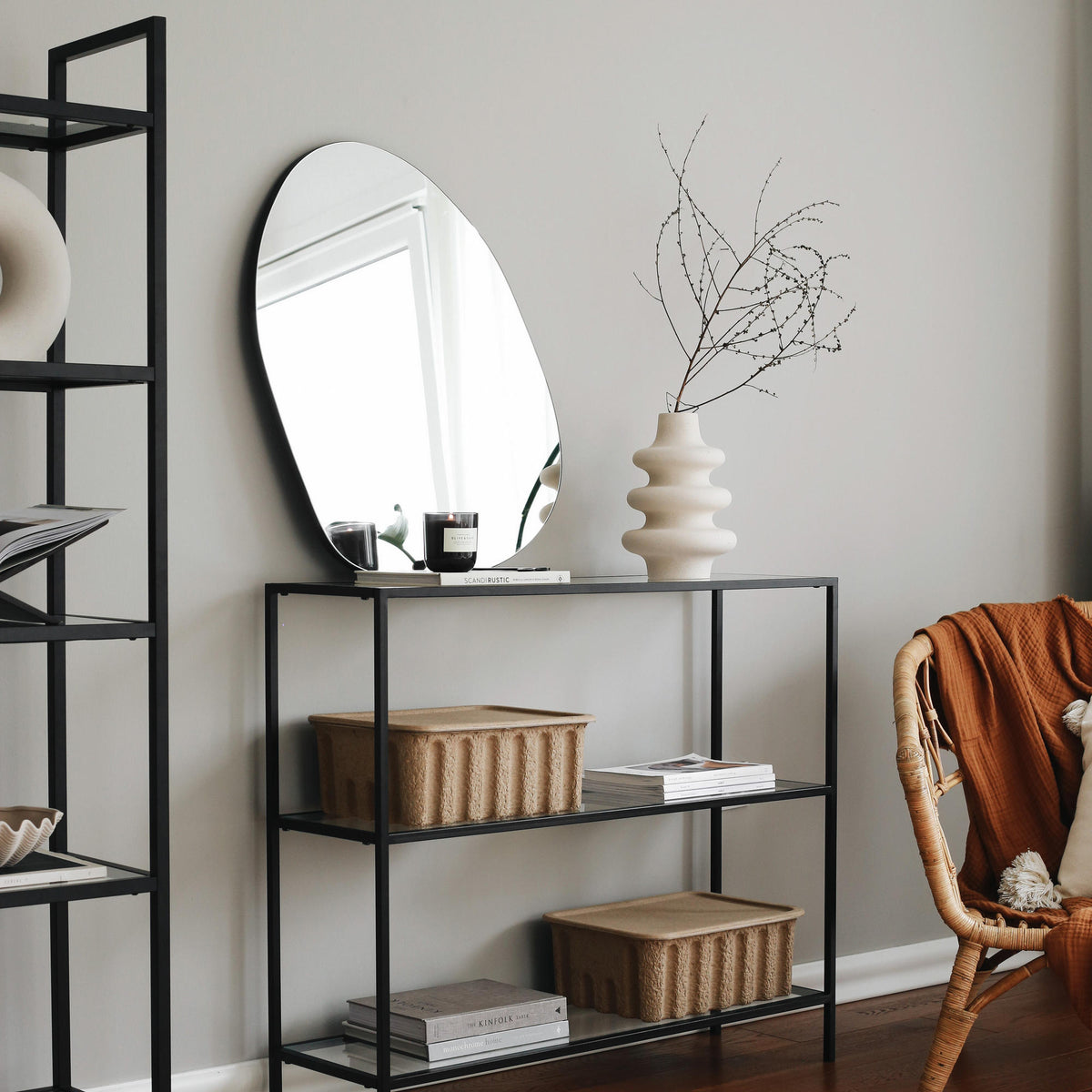 Dressing tables - Dressing table Avignon Black Glass 100x85x30 cm - Dimehouse
