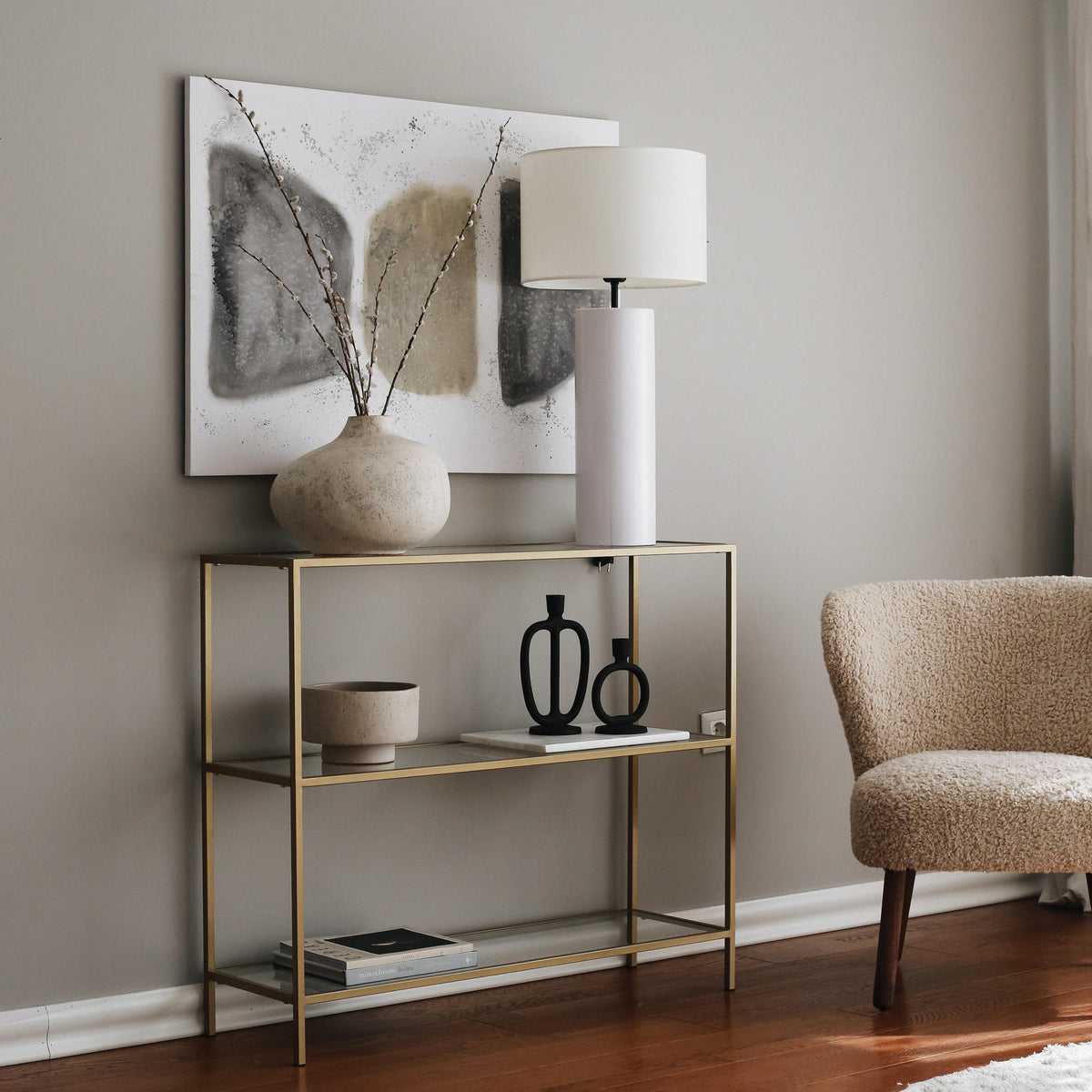 Dressing tables - Dressing table Avignon Gold Glass 100x85x30 cm - Dimehouse