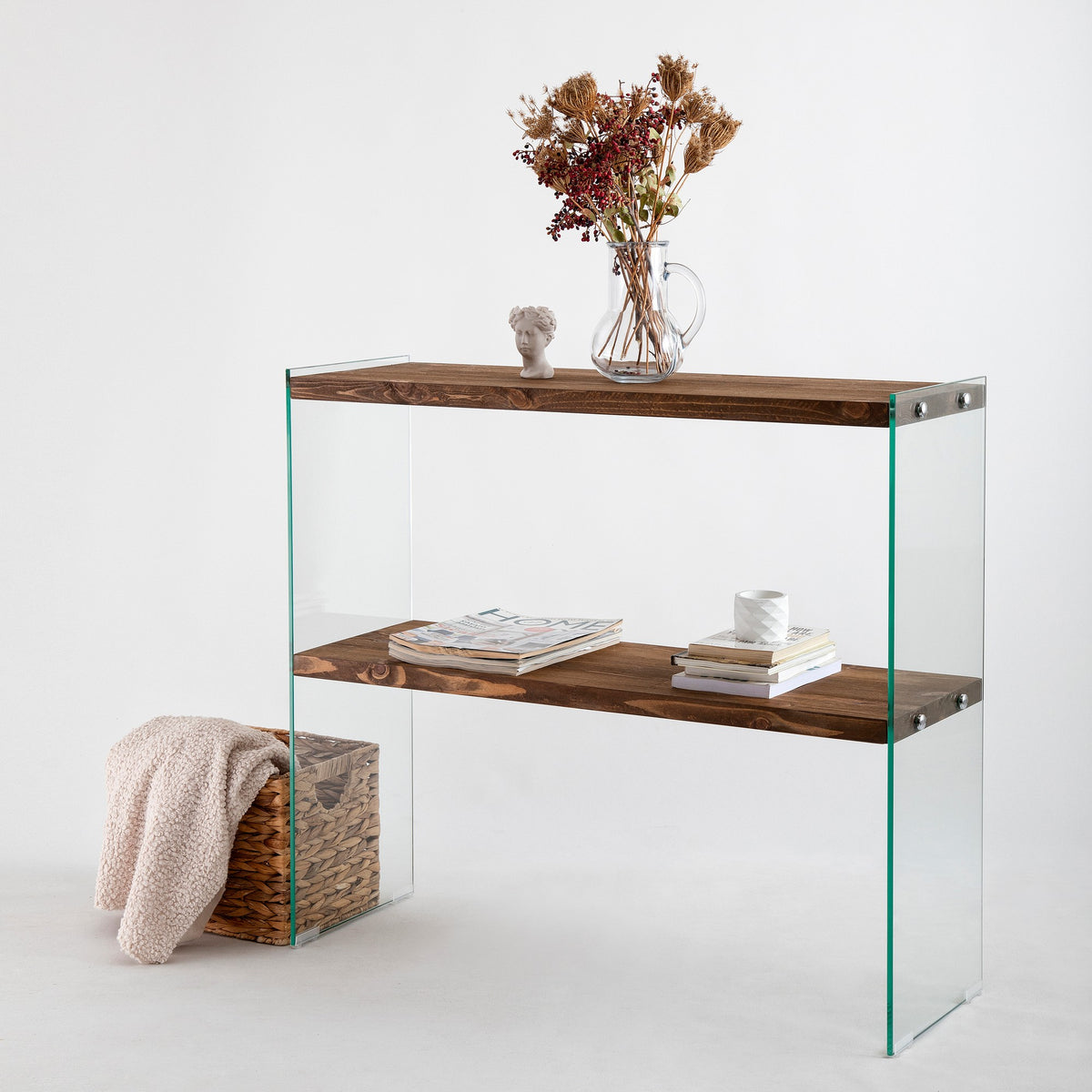 Dressing tables - Dressing table Solid Pine wood - Walnut color - 90x80x30 cm - Venedik - Dimehouse