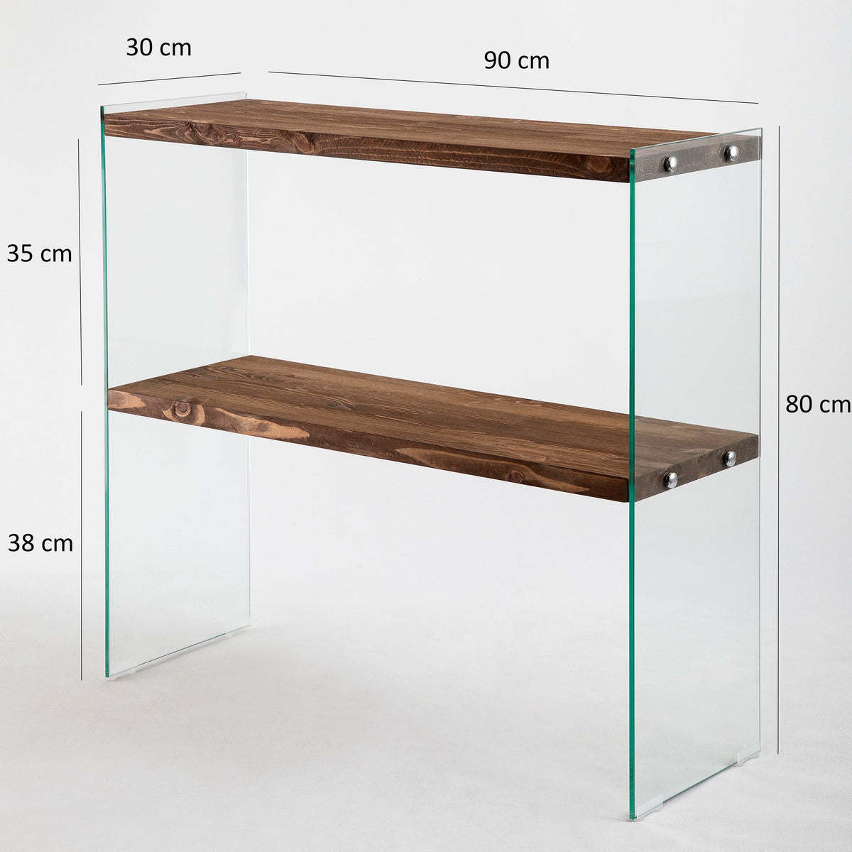 Dressing tables - Dressing table Solid Pine wood - Walnut color - 90x80x30 cm - Venedik - Dimehouse