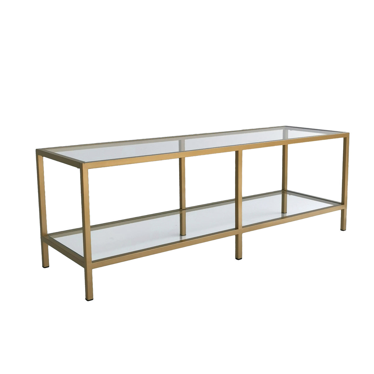 TV Furniture - TV Furniture Basic Gold Gold Glass 130x45x40 cm - Dimehouse