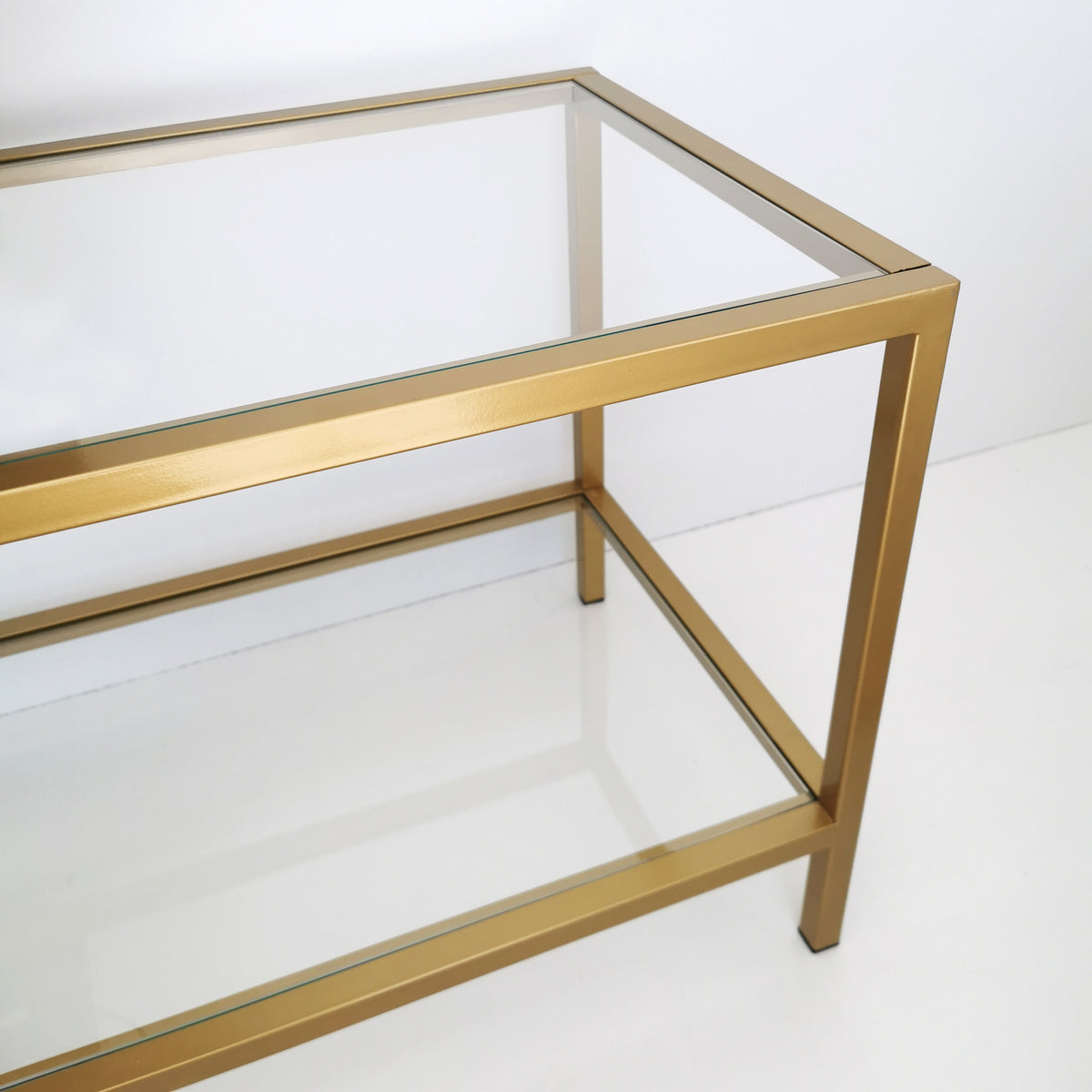 TV Furniture - TV Furniture Basic Gold Gold Glass 130x45x40 cm - Dimehouse