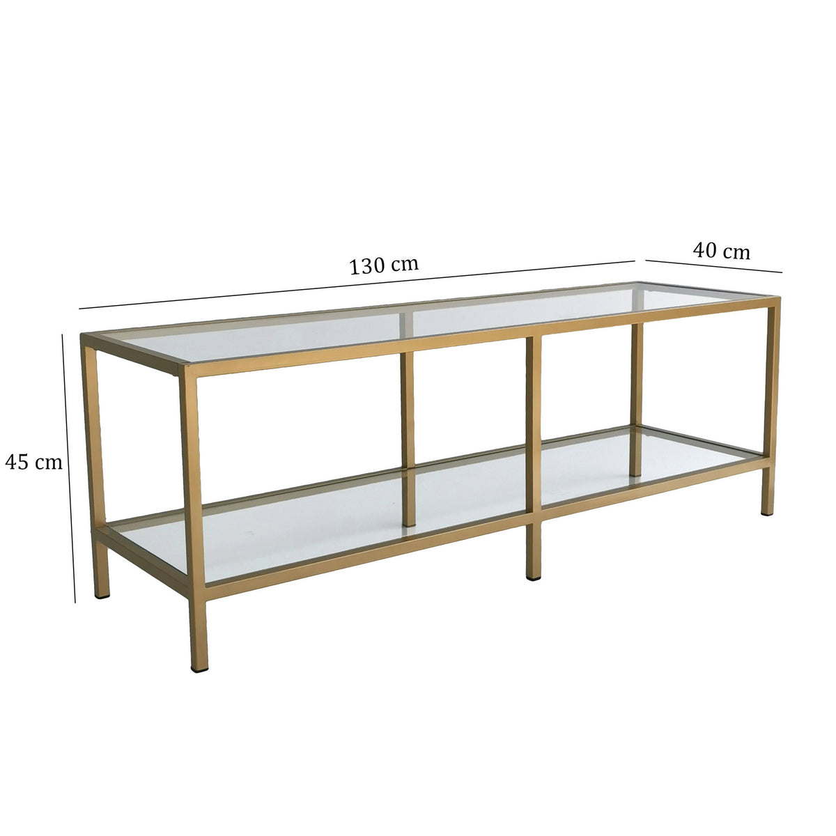 TV Furniture - TV Furniture Basic Gold Gold Glass 130x45x40 cm - Dimehouse