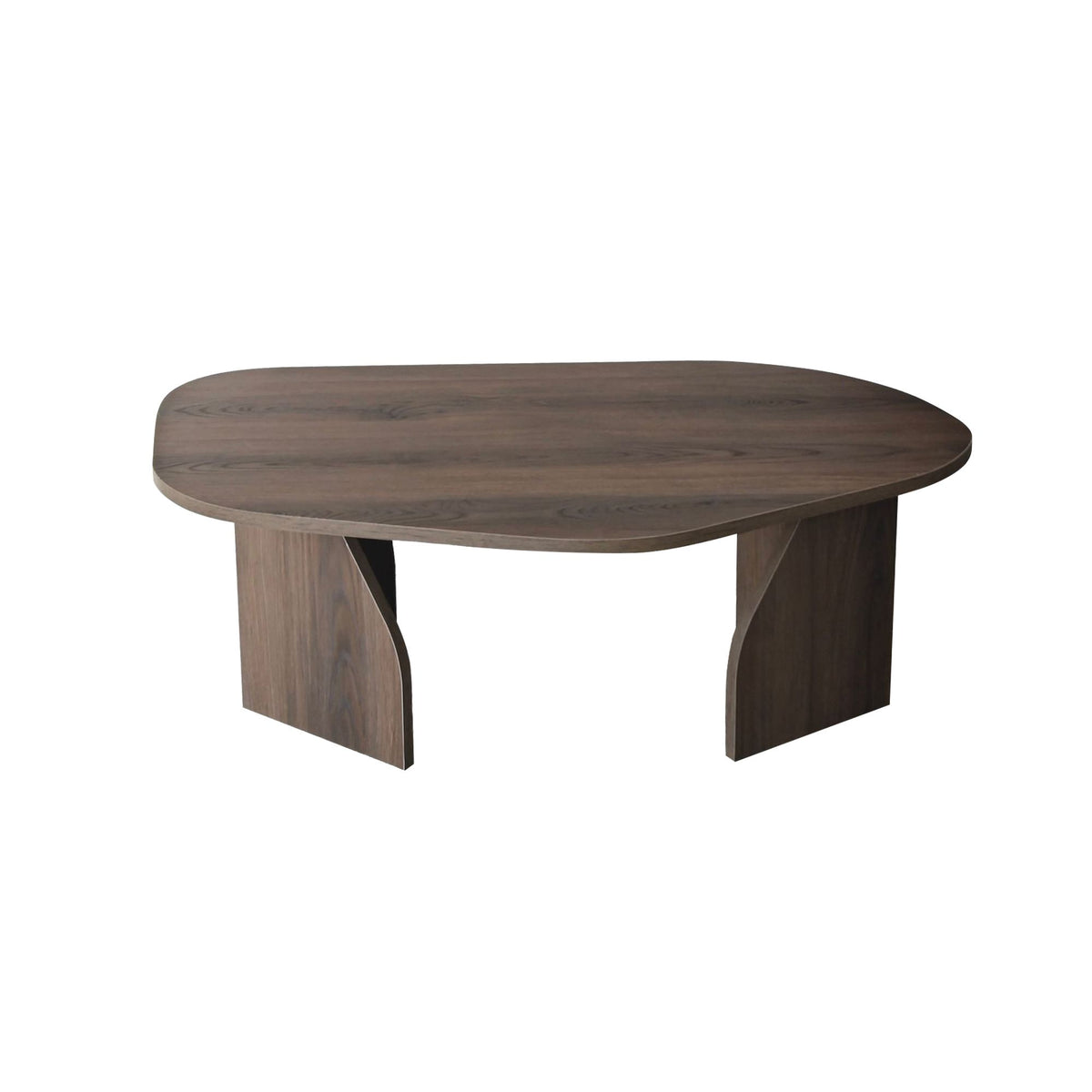 Coffee Tables - Organic Coffee Table Japandi Walnut Melamine Rack - 105x65 cm - Dimehouse
