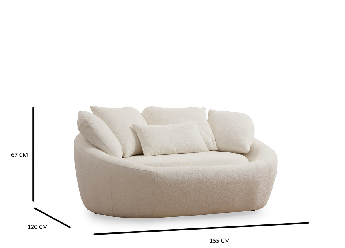 Sofas - Loveseat 2 - seater sofa cream boucle - organic 155 cm - Midye - Dimehouse