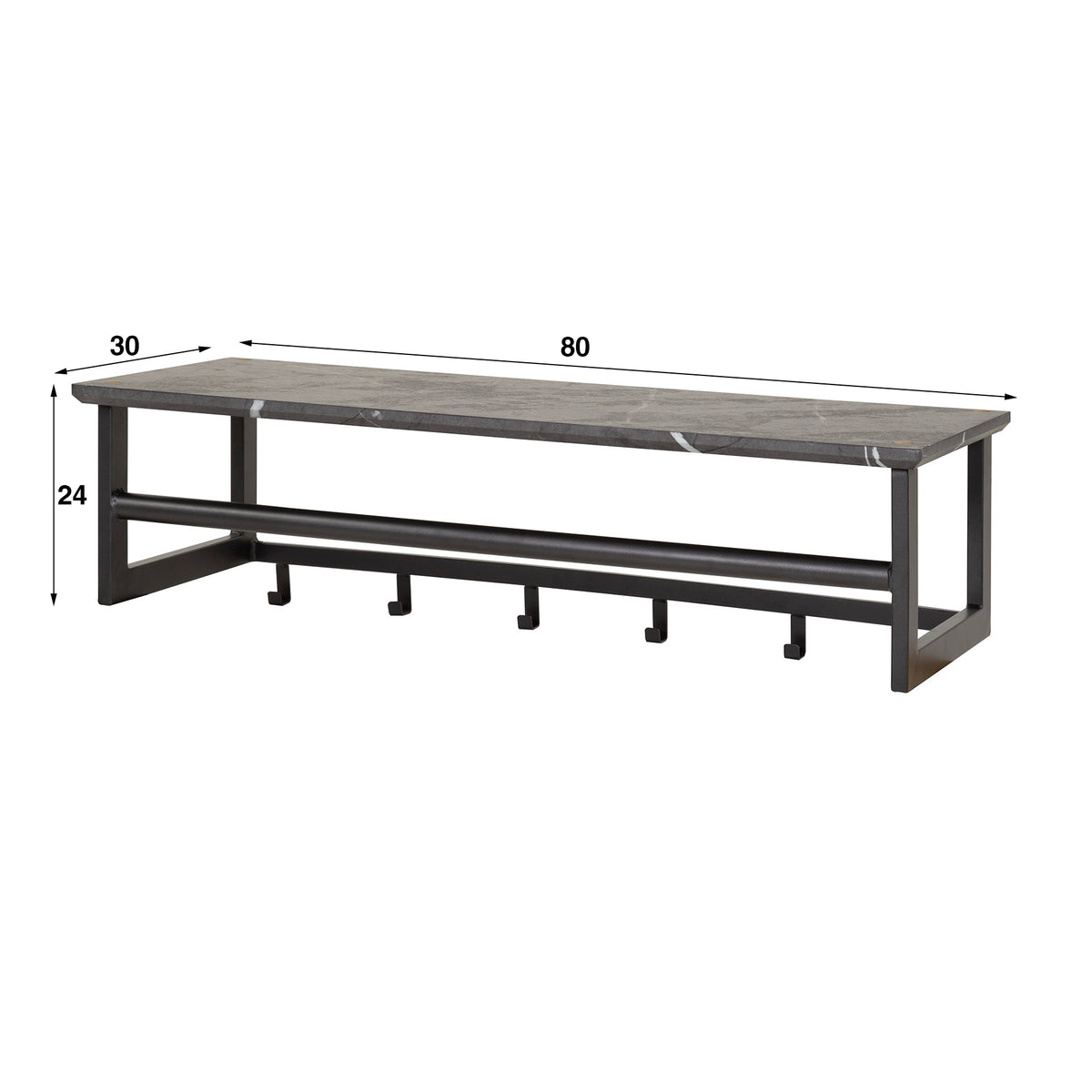 Coat racks - Coat rack Kris 6 - Angled Black - With rod - Dimehouse