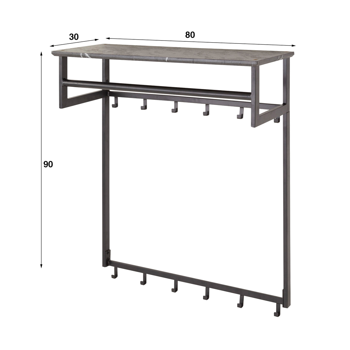Coat racks - Coat rack Kris 12 - Angled Black - With rod and hat shelf - Dimehouse