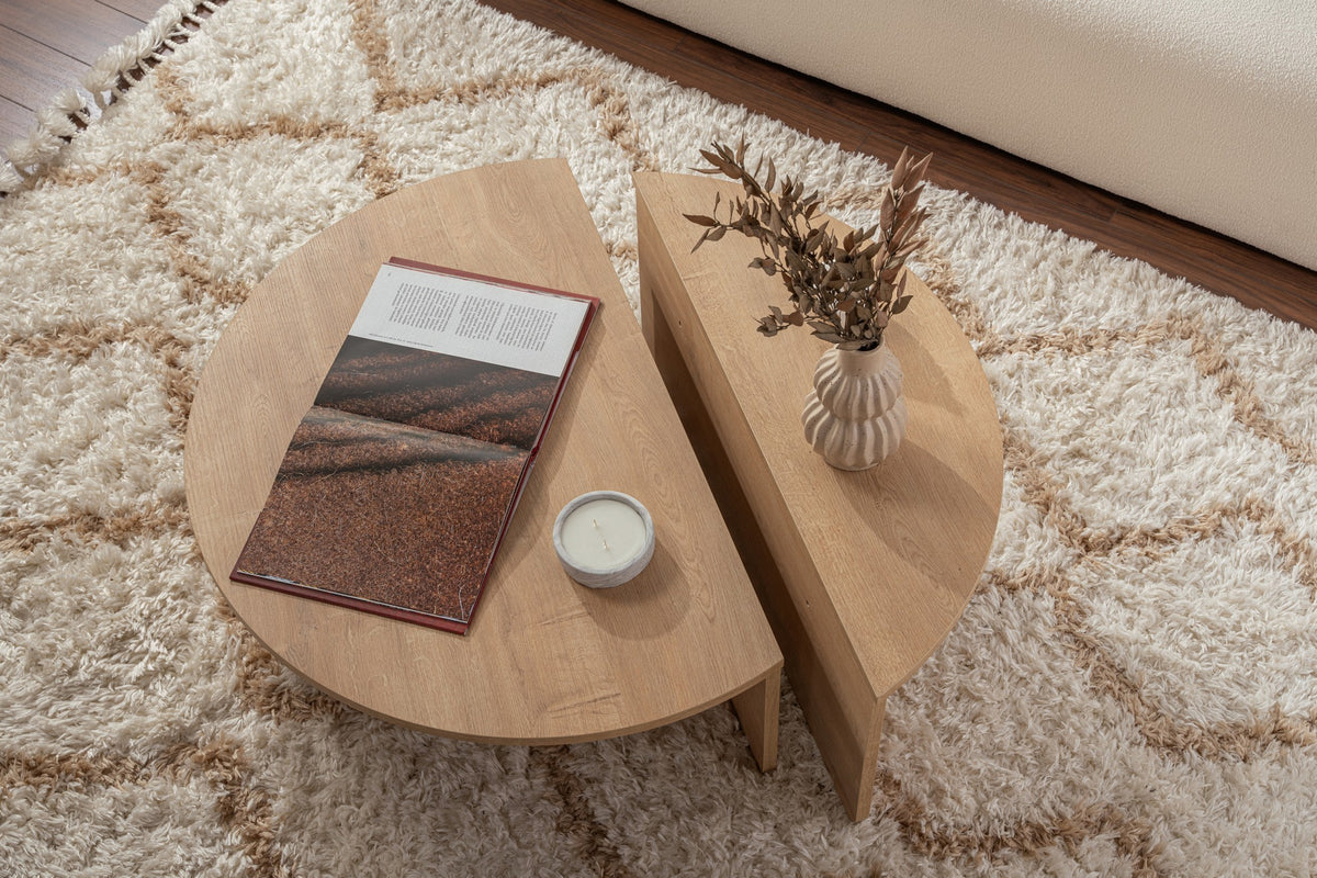Coffee Tables - Round Coffee Table Natural 85 cm Melamine Orin - Dimehouse