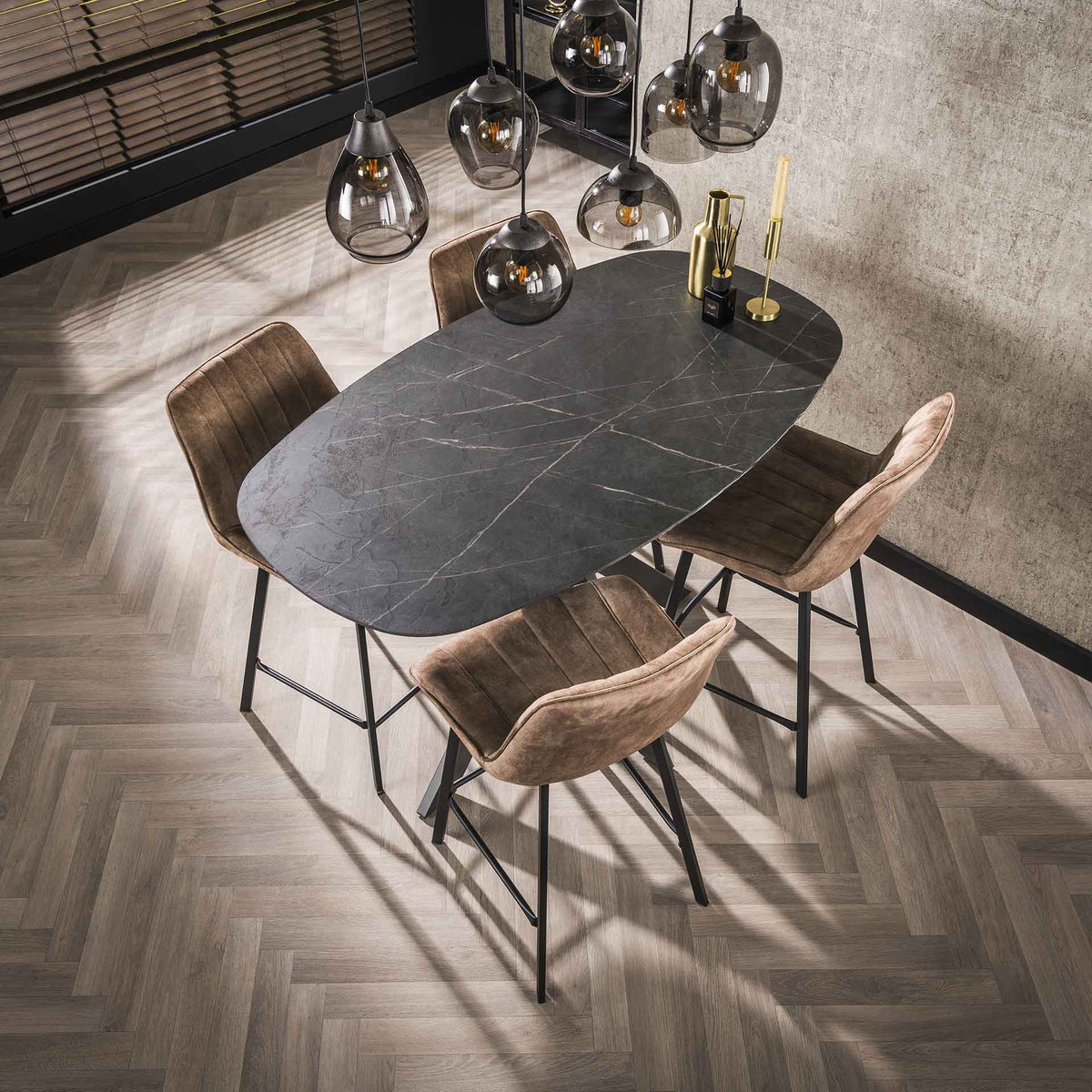Bar tables - Danish Oval Bar table Iris 140x80 cm Spider leg Ceramic Look - Dimehouse