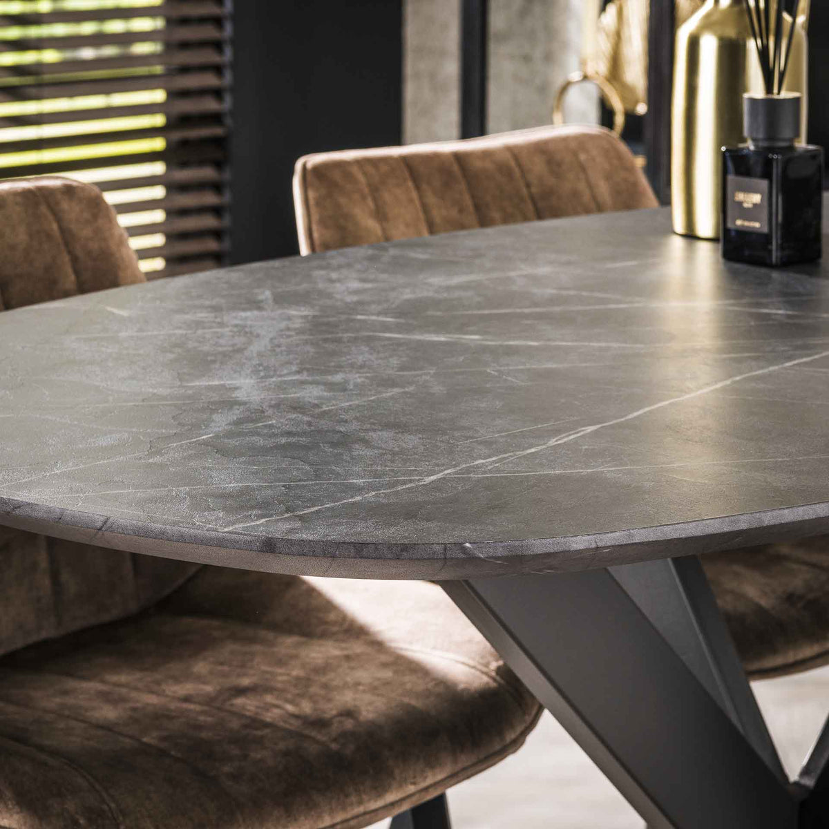 Bar tables - Danish Oval Bar table Iris 140x80 cm Spider leg Ceramic Look - Dimehouse