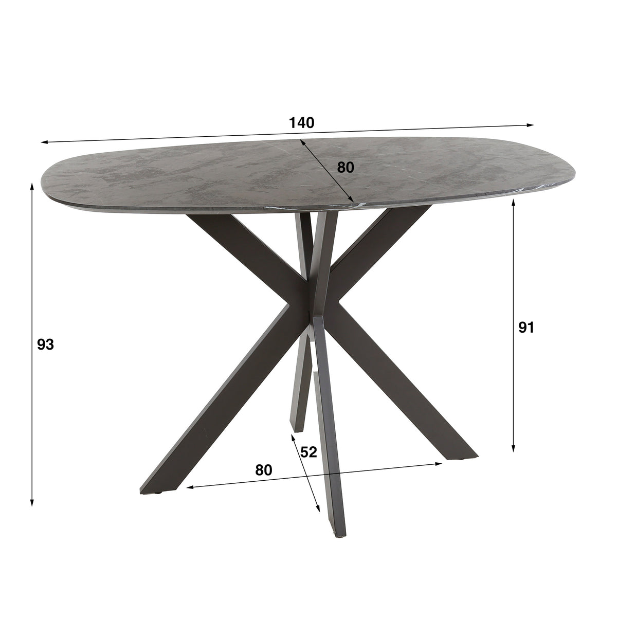 Bar tables - Danish Oval Bar table Iris 140x80 cm Spider leg Ceramic Look - Dimehouse