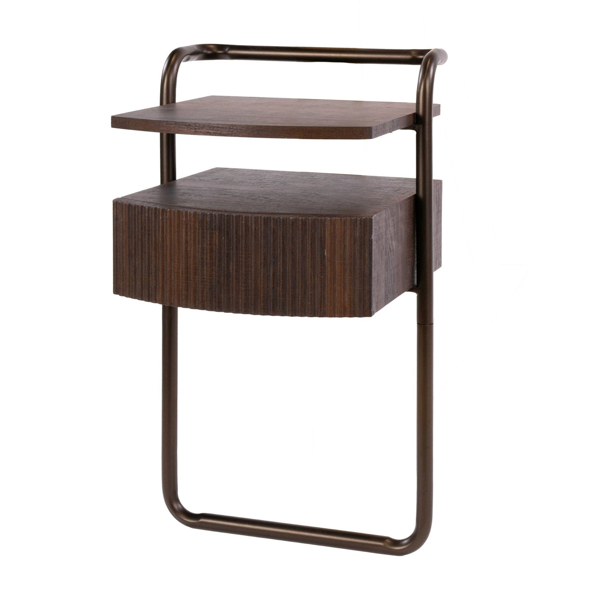 Bedside table - Bedside table with 1 drawer dark brown wood bronze frame Blaze - Dimehouse