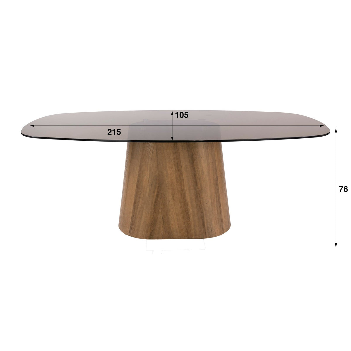 Dining table - Danish oval dining table brown smoked glass oak - Thor look frame 215 cm - Dimehouse