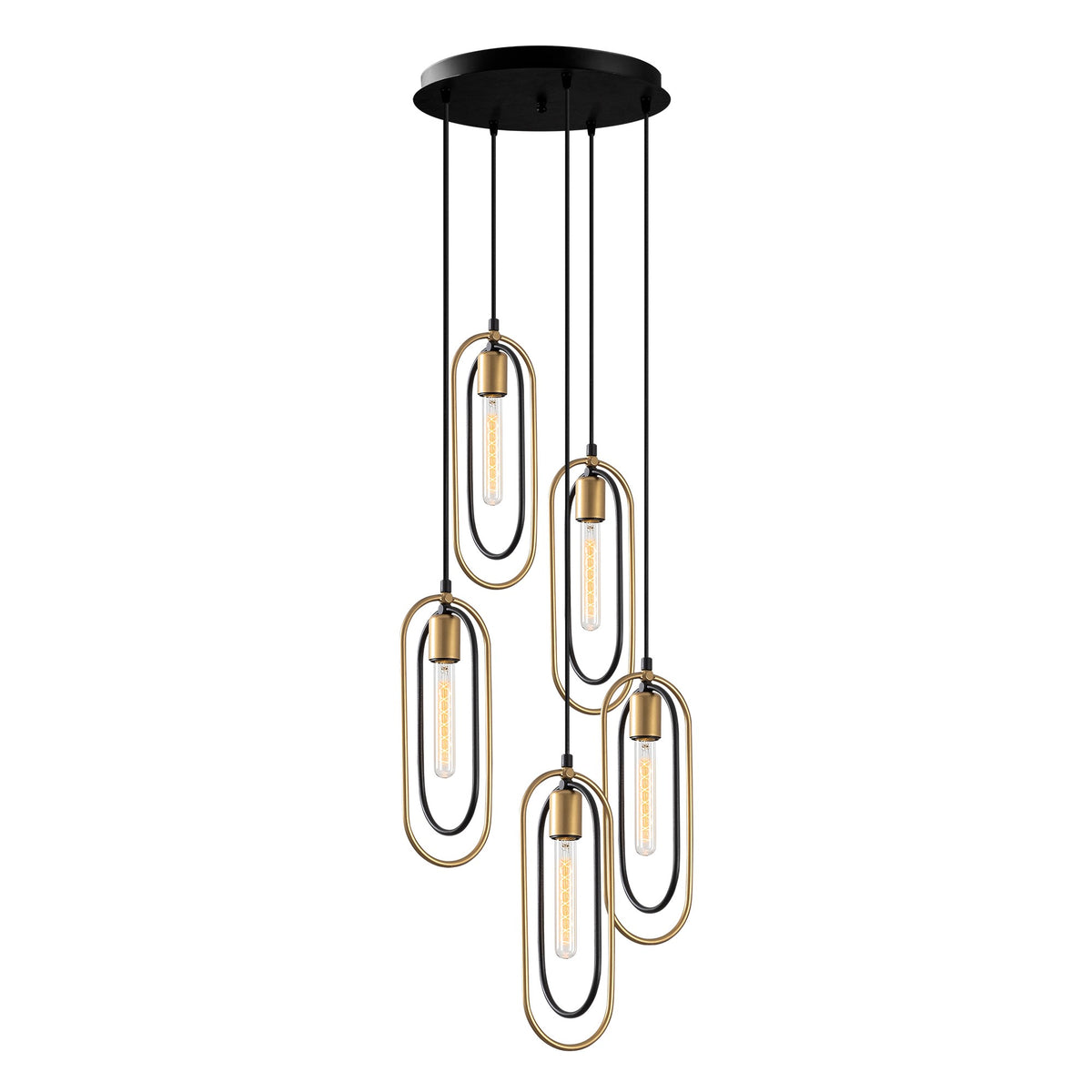 Hanging lamps - Hanging lamp 5 - lights Black Gold Metal Dune - Dimehouse