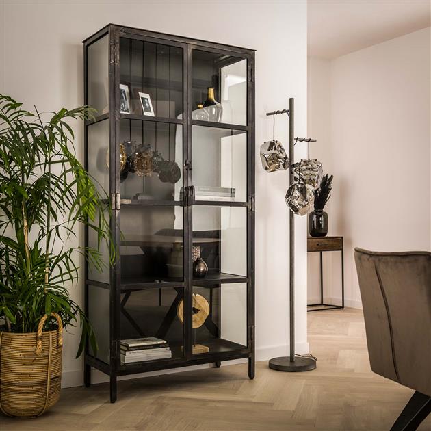 Wall cabinets - Display cabinet Elias metal with glass - Dimehouse
