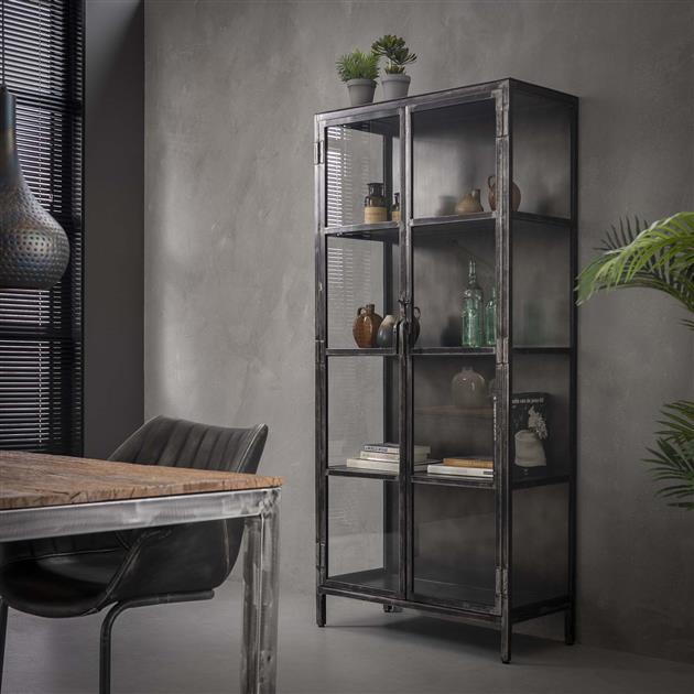 Wall cabinets - Display cabinet Elias metal with glass - Dimehouse