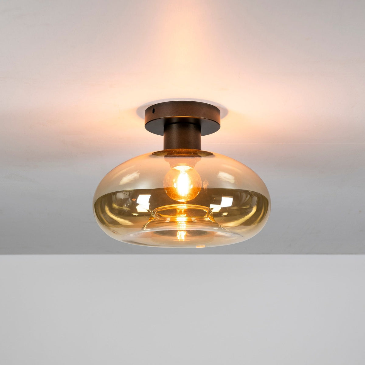 Ceiling lamps - Ceiling lamp Sola 1 - light Amber glass 27 cm - Dimehouse