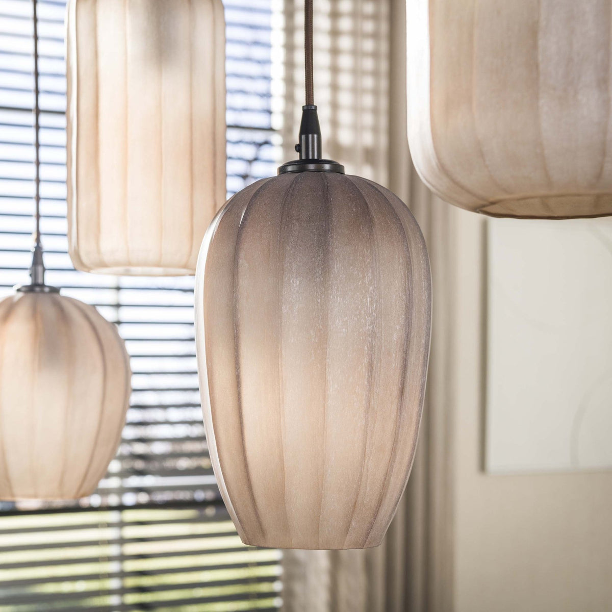 Hanging lamps - Hanging lamp 5 - light brown frosted glass Arda - Dimehouse