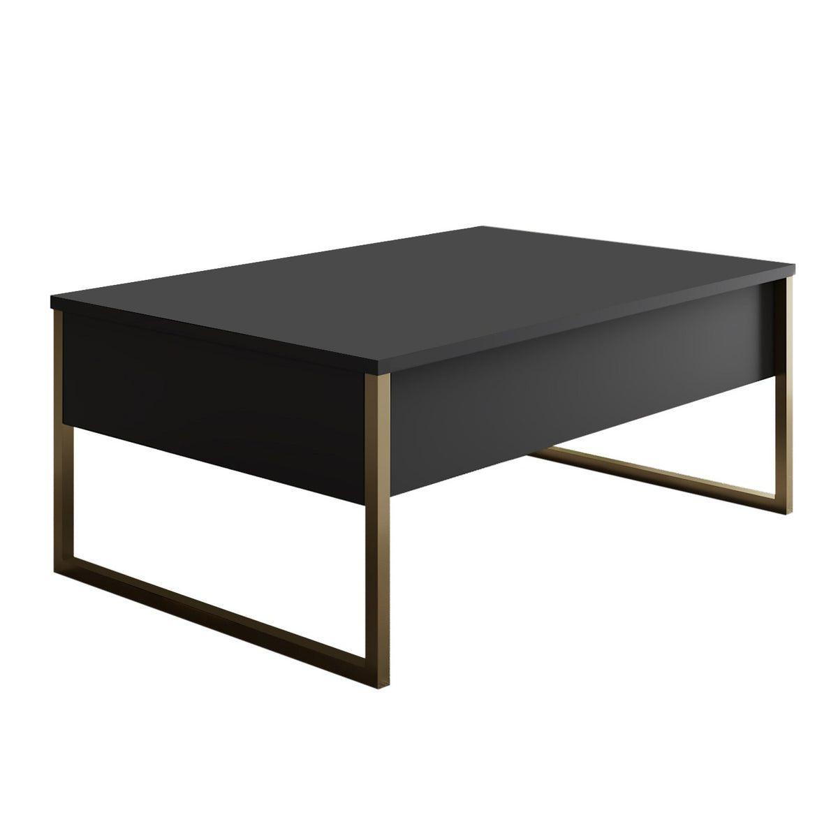 Coffee Tables - Rectangular Coffee Table Anthracite Luxury 90x60 - Golden Frame - Dimehouse
