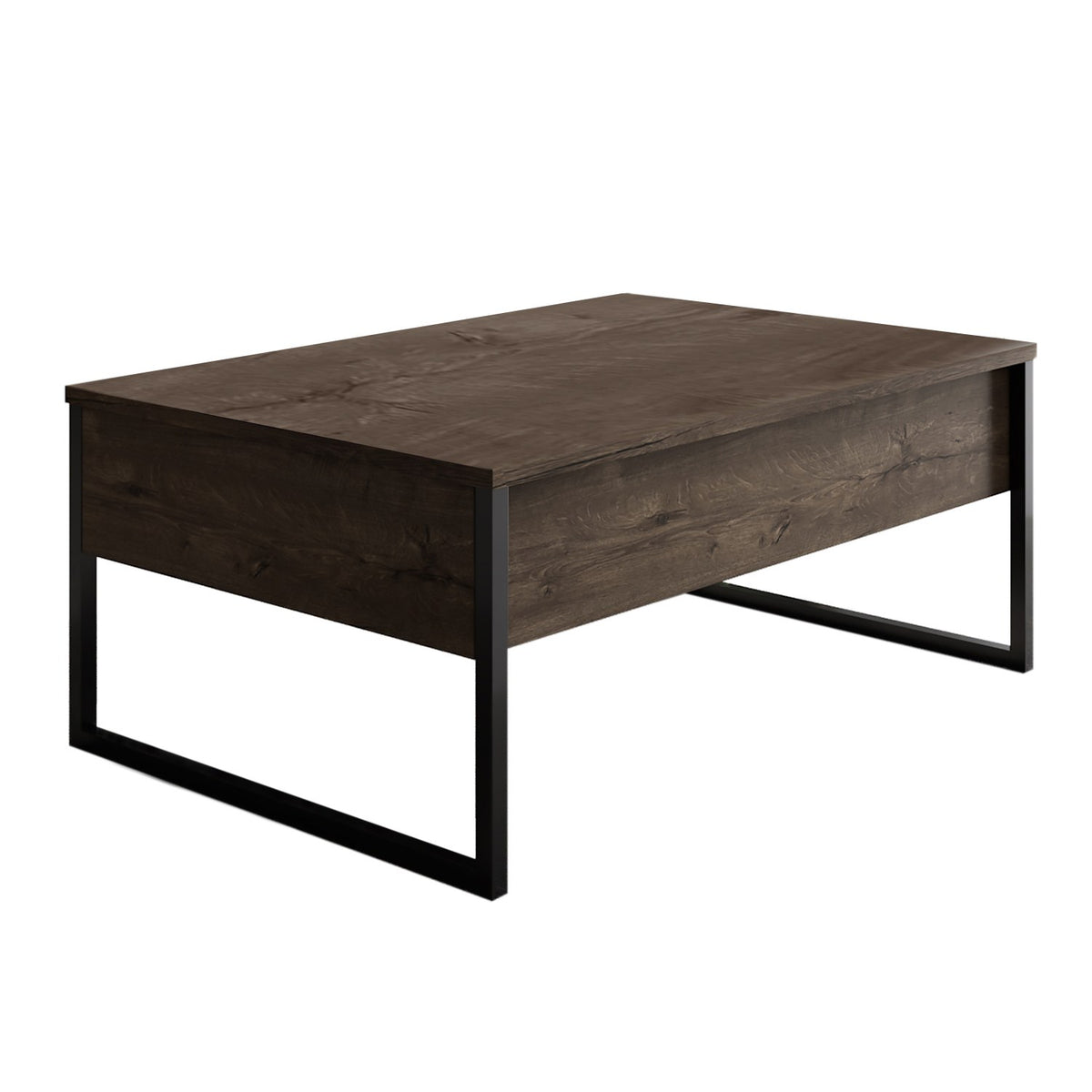 Coffee tables - Rectangular Coffee Table Walnut Luxury 90x60 - Black Frame - Dimehouse