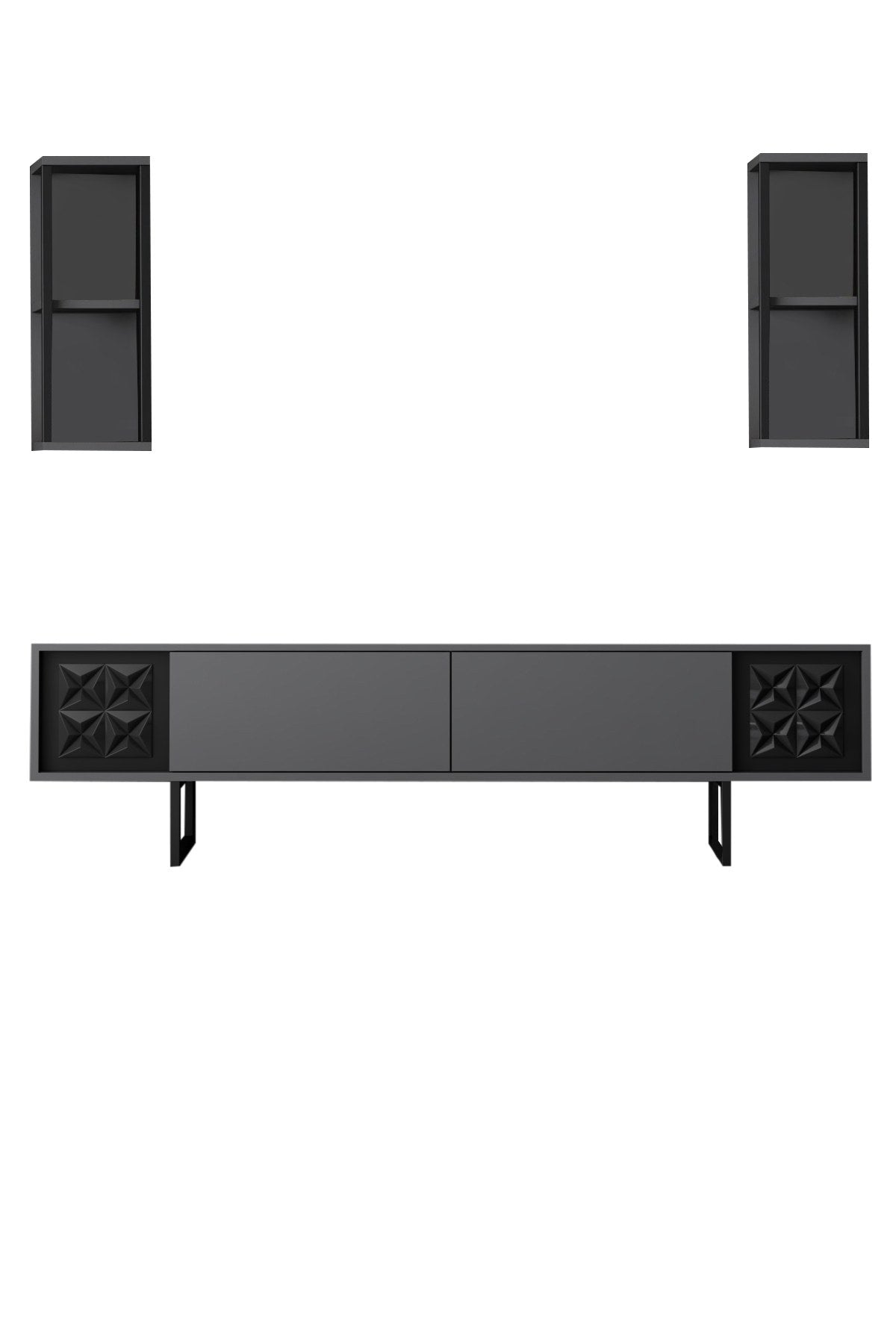 TV Furniture - TV Furniture Set Black Line Anthracite Black Melamine 180x48x30 cm - Dimehouse