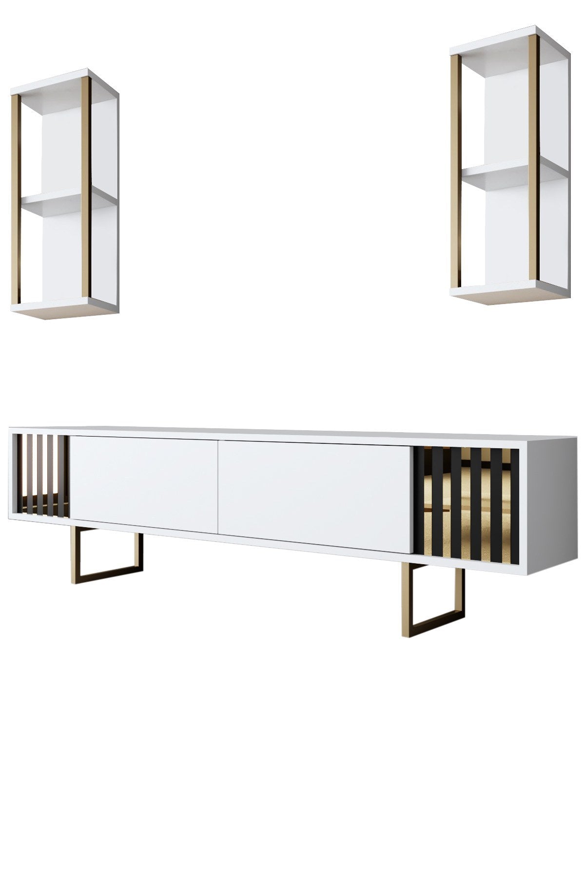 Furniture sets - Furniture set White - Gold - Gold Line - Coffee table + TV Furniture - Dimehouse