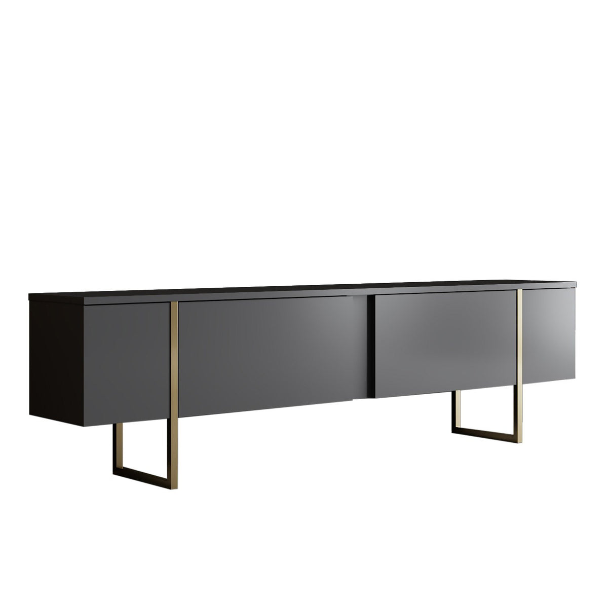 Furniture Sets - Furniture Set Anthracite Luxury - Coffee Table + TV Furniture - Golden Frame - Dimehouse