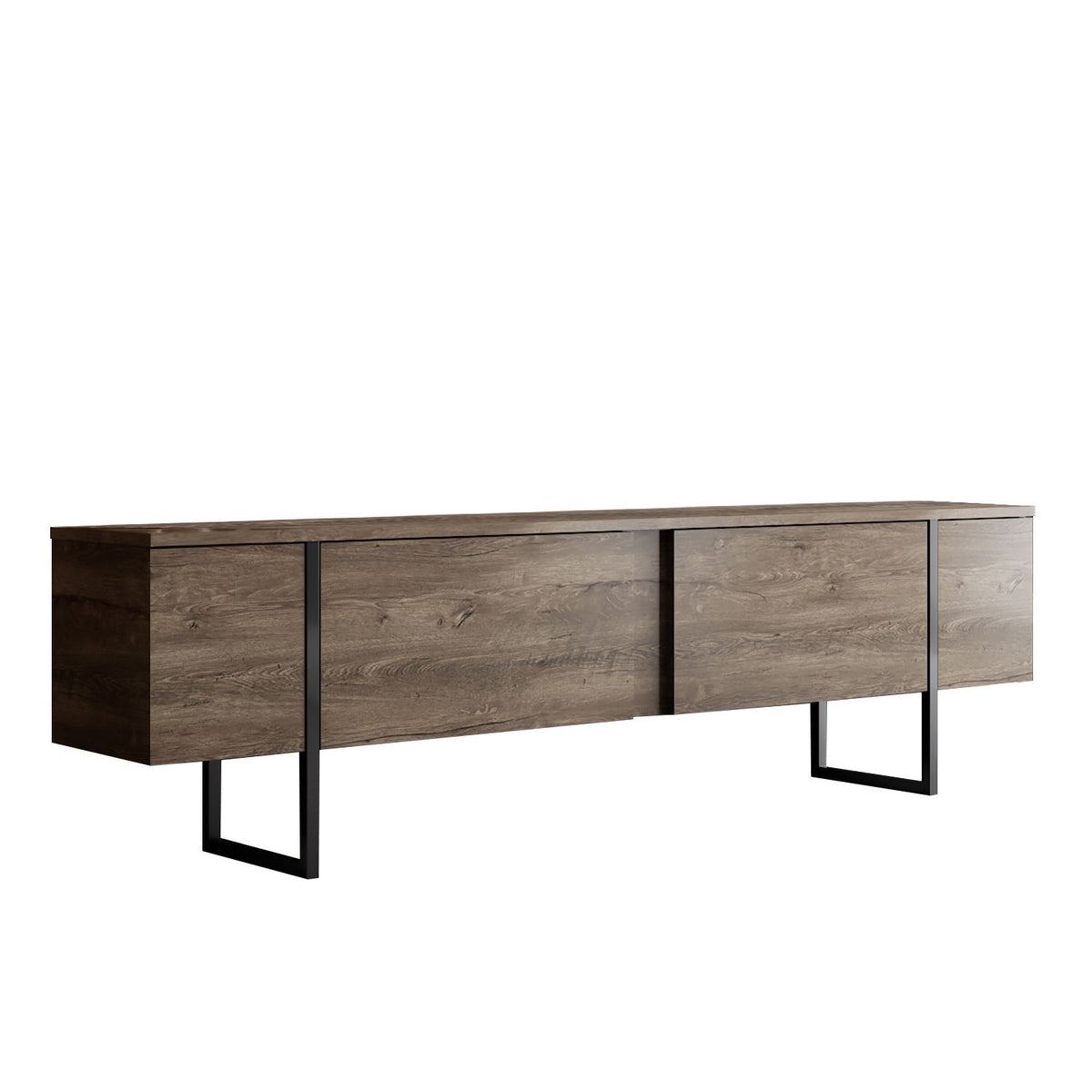 Furniture Sets - Furniture Set Walnut Luxury - Coffee Table + TV Furniture - Black Frame - Dimehouse