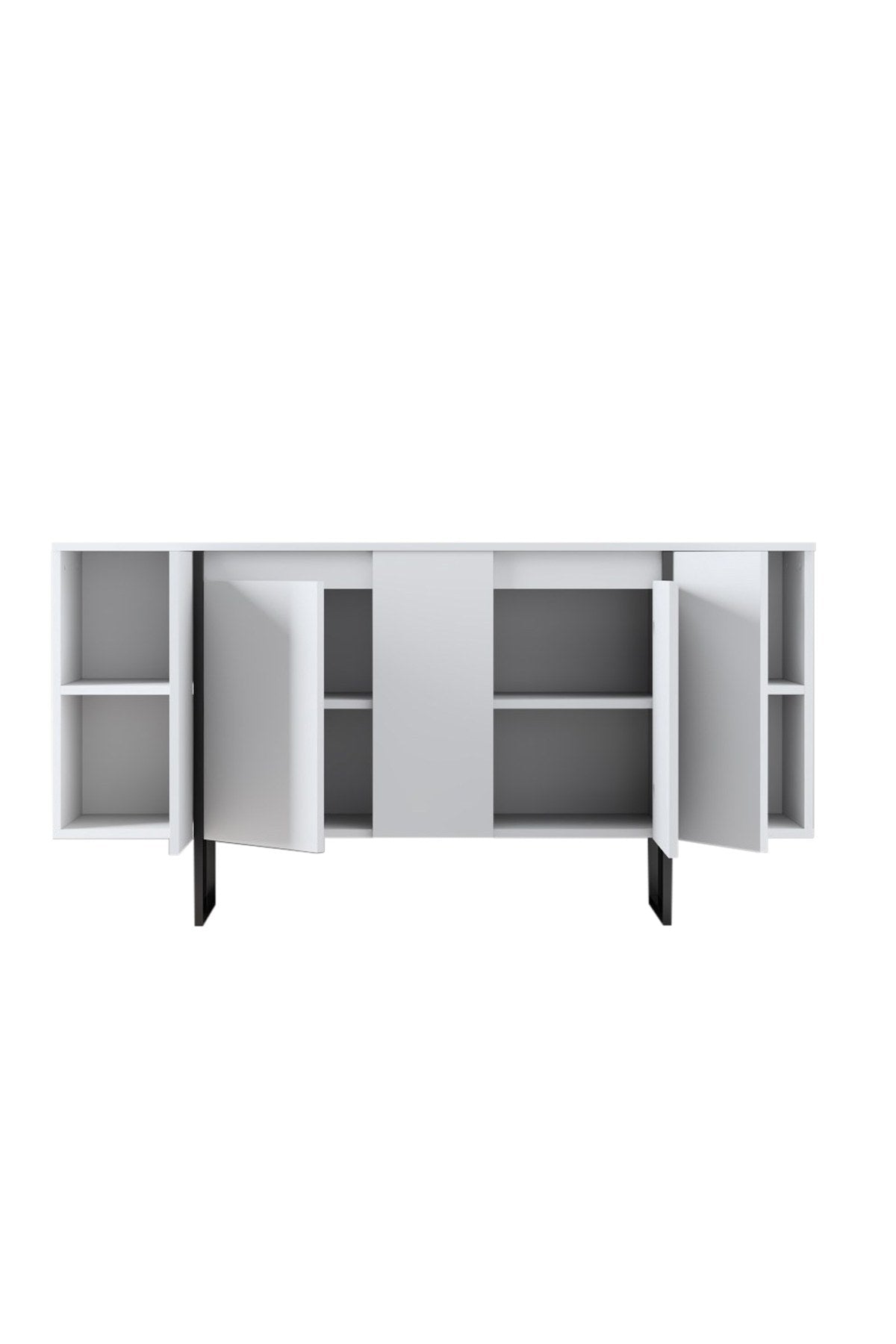 Sideboards - Modern Sideboard White Luxury 160x80x35 - Black Frame - Dimehouse