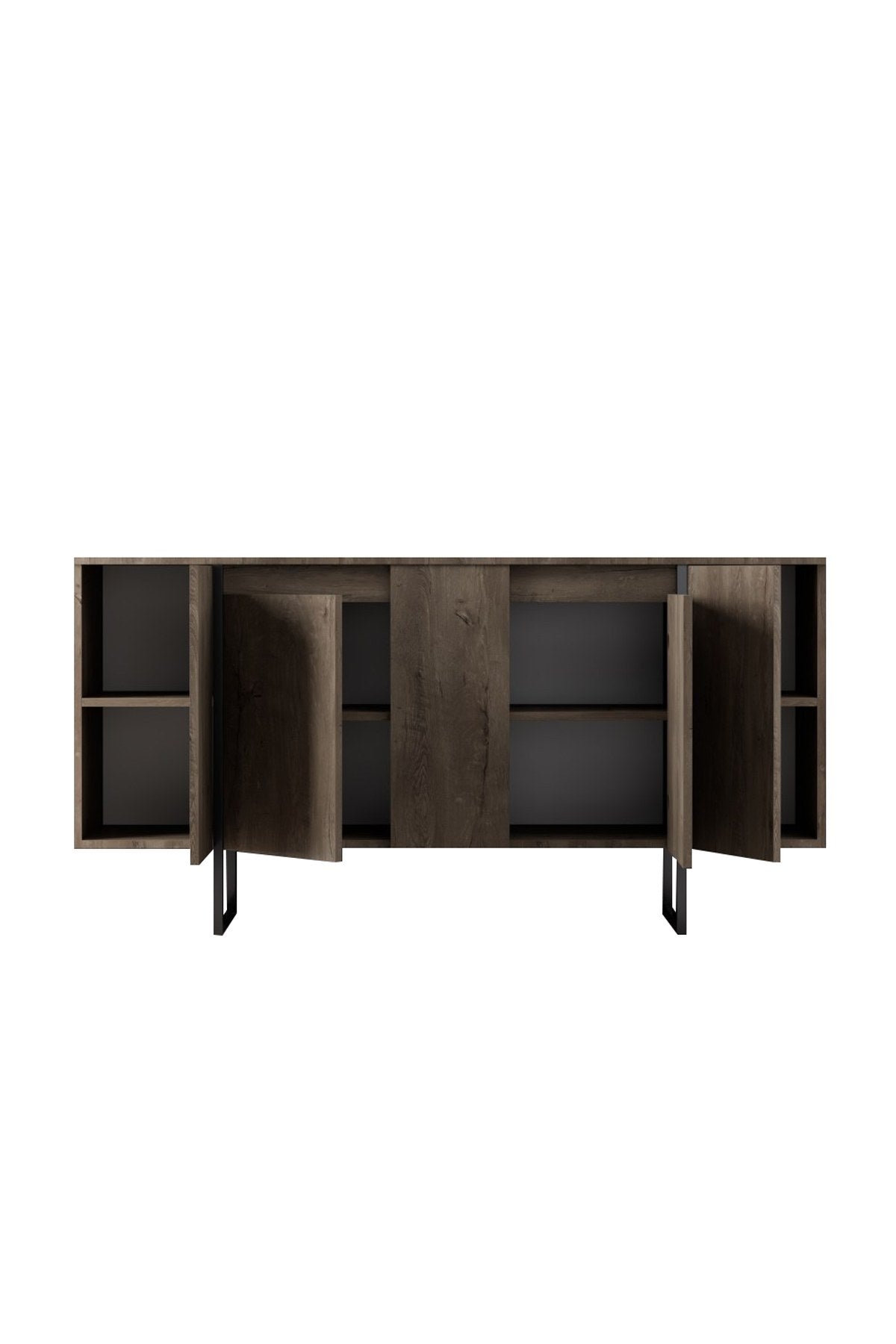 Sideboards - Modern Sideboard Walnut Luxury 160x80x35 - Black Frame - Dimehouse