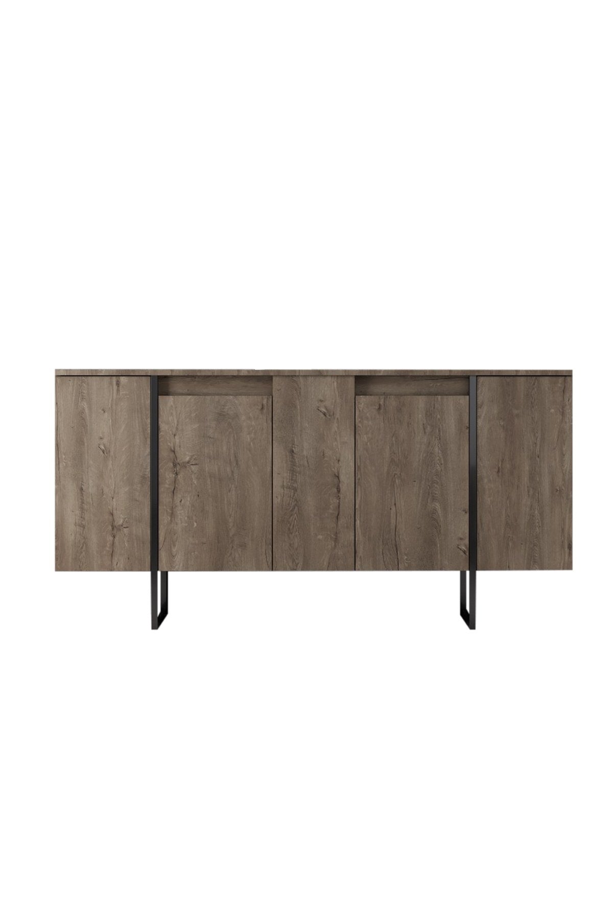 Sideboards - Modern Sideboard Walnut Luxury 160x80x35 - Black Frame - Dimehouse