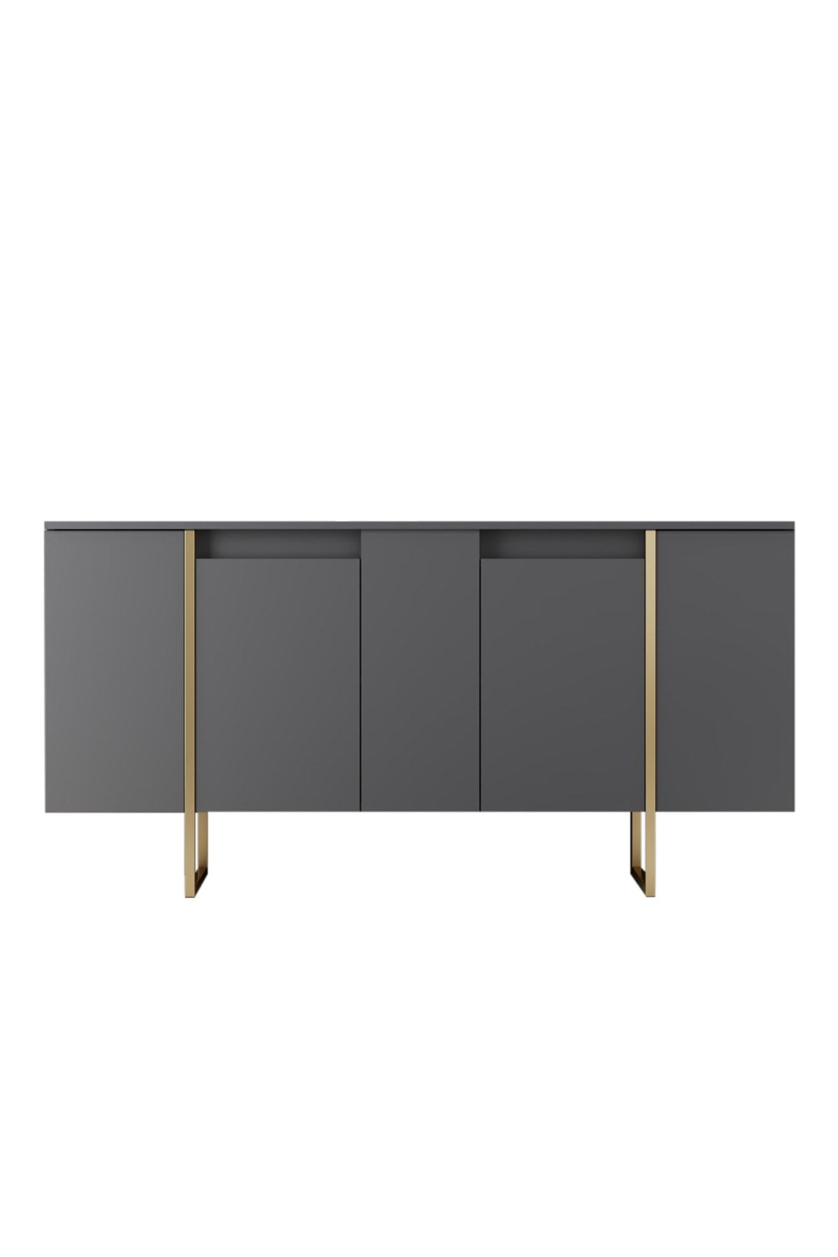 Furniture Sets - Furniture Set Anthracite Luxury - Coffee Table + TV Furniture + Sideboard - Golden Frame - Dimehouse